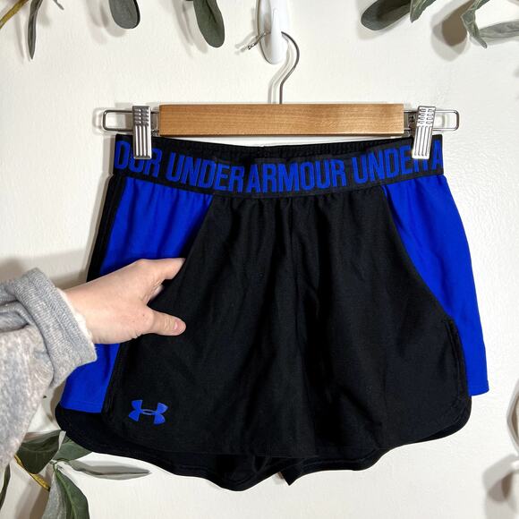 Under Armour Blue and Black Athletic Shorts LAST CALL - Picture 2 of 5